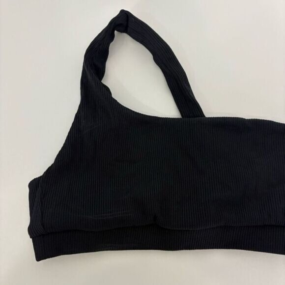 Mimi The Label Black Ribbed One Shoulder Swimsuit Top Size Small - Picture 2 of 7